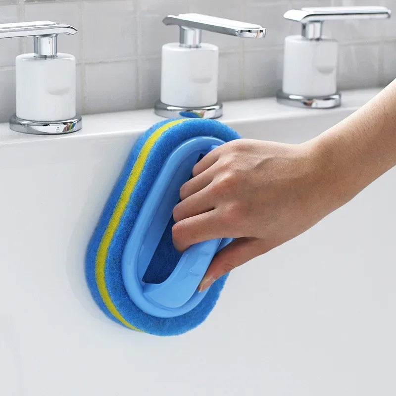 Household Cleaning Brush with Handle – Durable Scrubbing Sponge for Dishes, Kitchen, Bathroom & Tub”