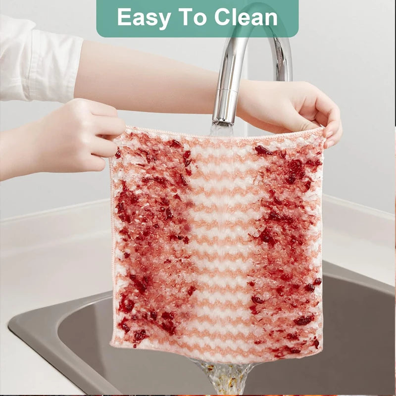 Double-Sided Fleece Dishcloths – Super Absorbent Kitchen Cleaning & Scouring Pads for Dishes, Glass, and Windows
