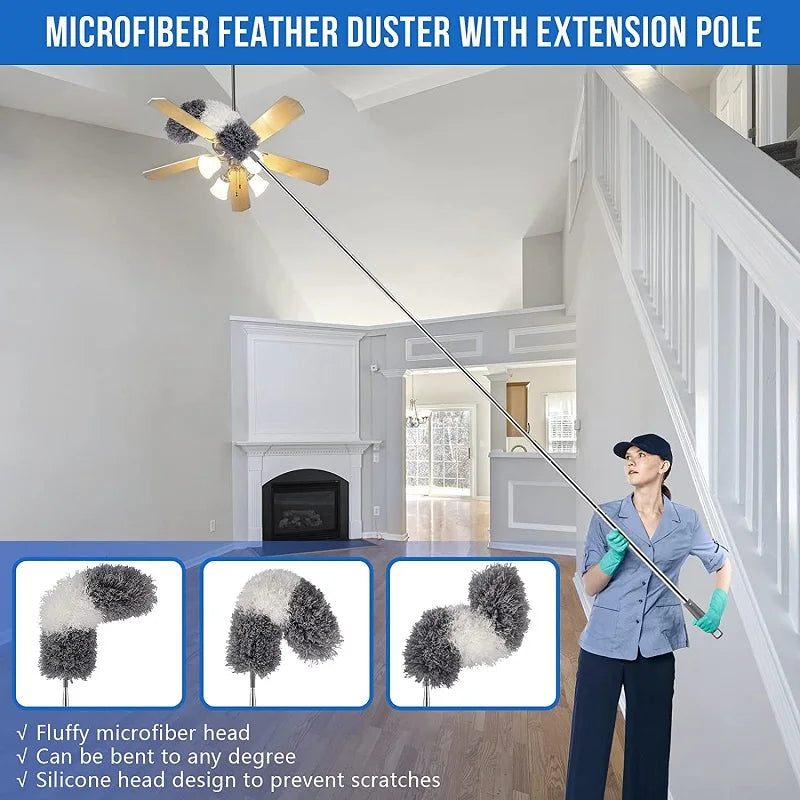 Microfiber Duster Brush – Extendable & Retractable Cleaning Tool for Car, Furniture, Gaps & Household Dusting