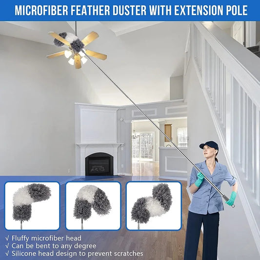 Microfiber Duster Brush – Extendable & Retractable Cleaning Tool for Car, Furniture, Gaps & Household Dusting