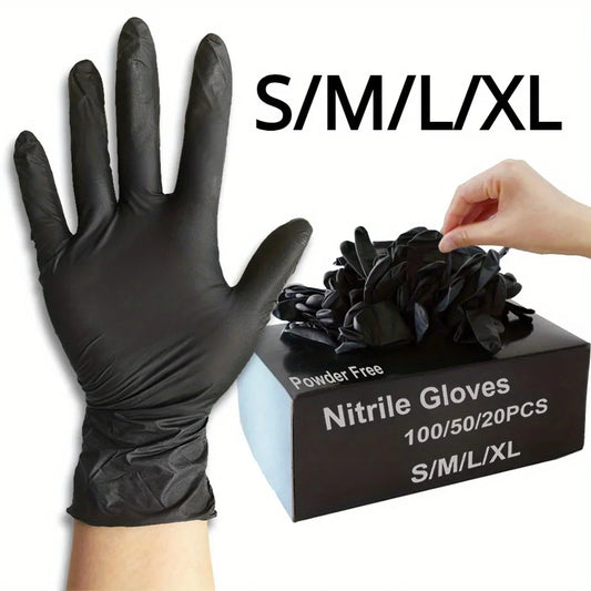 Black Nitrile Disposable Gloves 100 Count – Powder-Free, Latex-Free, Touchscreen Compatible, Multi-Purpose