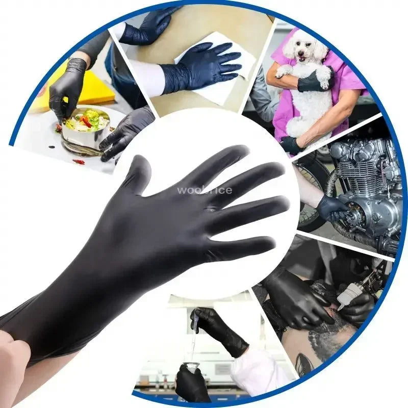 Black Nitrile Disposable Gloves 100 Count – Powder-Free, Latex-Free, Touchscreen Compatible, Multi-Purpose