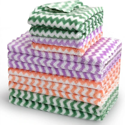 Double-Sided Fleece Dishcloths – Super Absorbent Kitchen Cleaning & Scouring Pads for Dishes, Glass, and Windows