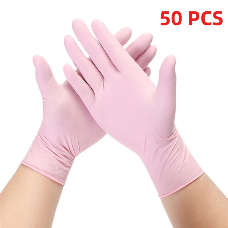 Pink Nitrile Gloves – Disposable, Powder-Free Latex Gloves for Household, Kitchen, Beauty Salon, and Work Use