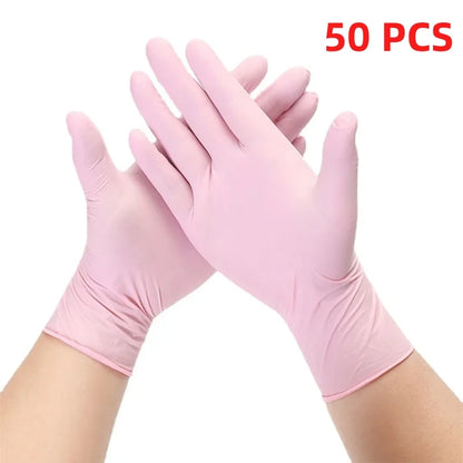 Pink Nitrile Gloves – Disposable, Powder-Free Latex Gloves for Household, Kitchen, Beauty Salon, and Work Use