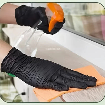 Black Nitrile Disposable Gloves 100 Count – Powder-Free, Latex-Free, Touchscreen Compatible, Multi-Purpose