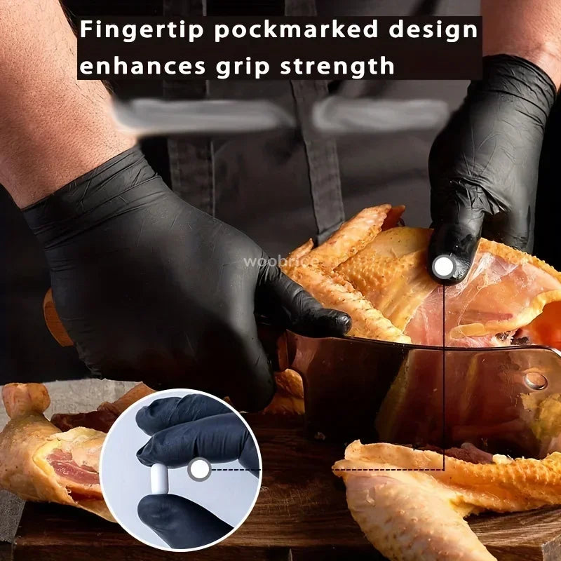 Black Nitrile Disposable Gloves 100 Count – Powder-Free, Latex-Free, Touchscreen Compatible, Multi-Purpose