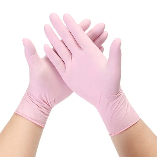 Pink Nitrile Gloves – Disposable, Powder-Free Latex Gloves for Household, Kitchen, Beauty Salon, and Work Use