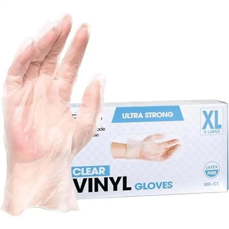 Disposable Vinyl Gloves Clear | Powder-Free, Latex-Free, Non-Sterile, 2.75 Mil | Industrial & Food Safe