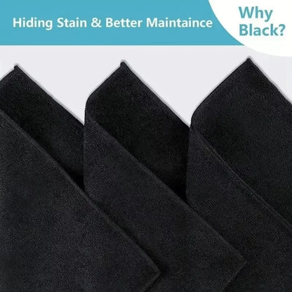 Black Microfiber Car Cleaning Towels – Thick, Soft, Quick-Drying, Double-Layer for Windows, Mirrors & Home Use