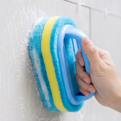 Household Cleaning Brush with Handle – Durable Scrubbing Sponge for Dishes, Kitchen, Bathroom & Tub”