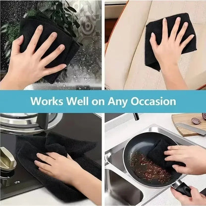 Black Microfiber Car Cleaning Towels – Thick, Soft, Quick-Drying, Double-Layer for Windows, Mirrors & Home Use