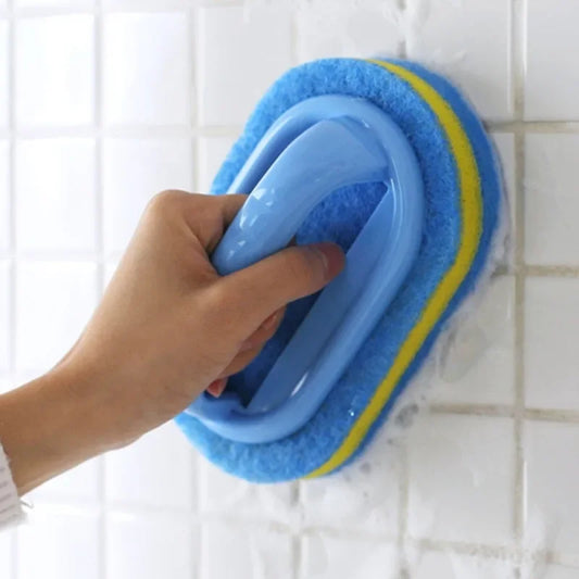 Household Cleaning Brush with Handle – Durable Scrubbing Sponge for Dishes, Kitchen, Bathroom & Tub”