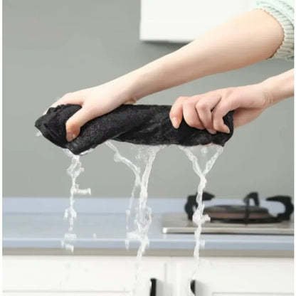 Black Microfiber Car Cleaning Towels – Thick, Soft, Quick-Drying, Double-Layer for Windows, Mirrors & Home Use