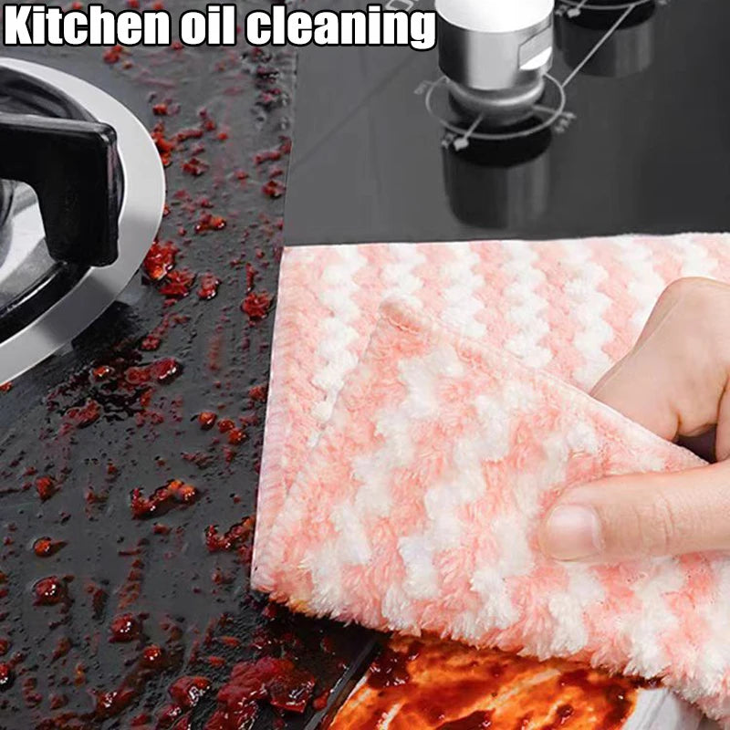 Double-Sided Fleece Dishcloths – Super Absorbent Kitchen Cleaning & Scouring Pads for Dishes, Glass, and Windows