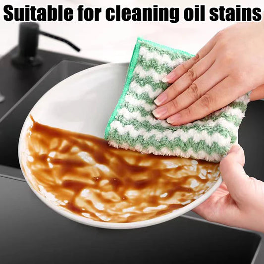Double-Sided Fleece Dishcloths – Super Absorbent Kitchen Cleaning & Scouring Pads for Dishes, Glass, and Windows